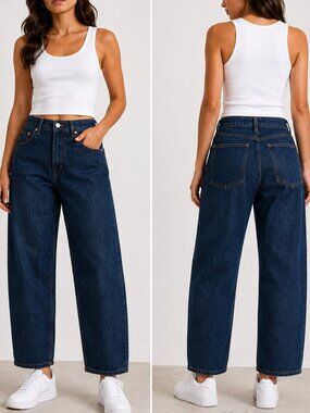 Zara ZW Collection High-Waist Tapered Jeans NWT Size 2 | Gray Wash | 100% Cotton